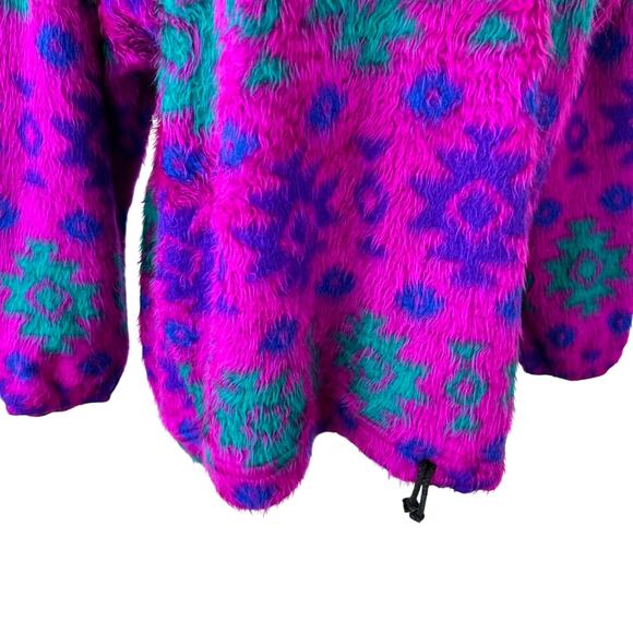 Vintage 90s Retro Animal Print Pullover Sweatshirt Hoodie size Large Purple - Picture 10 of 10